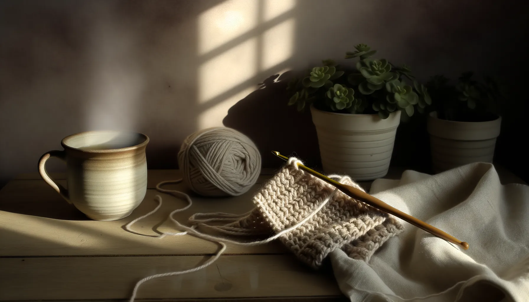 Crochet work demonstrating the half-double crochet stitch technique